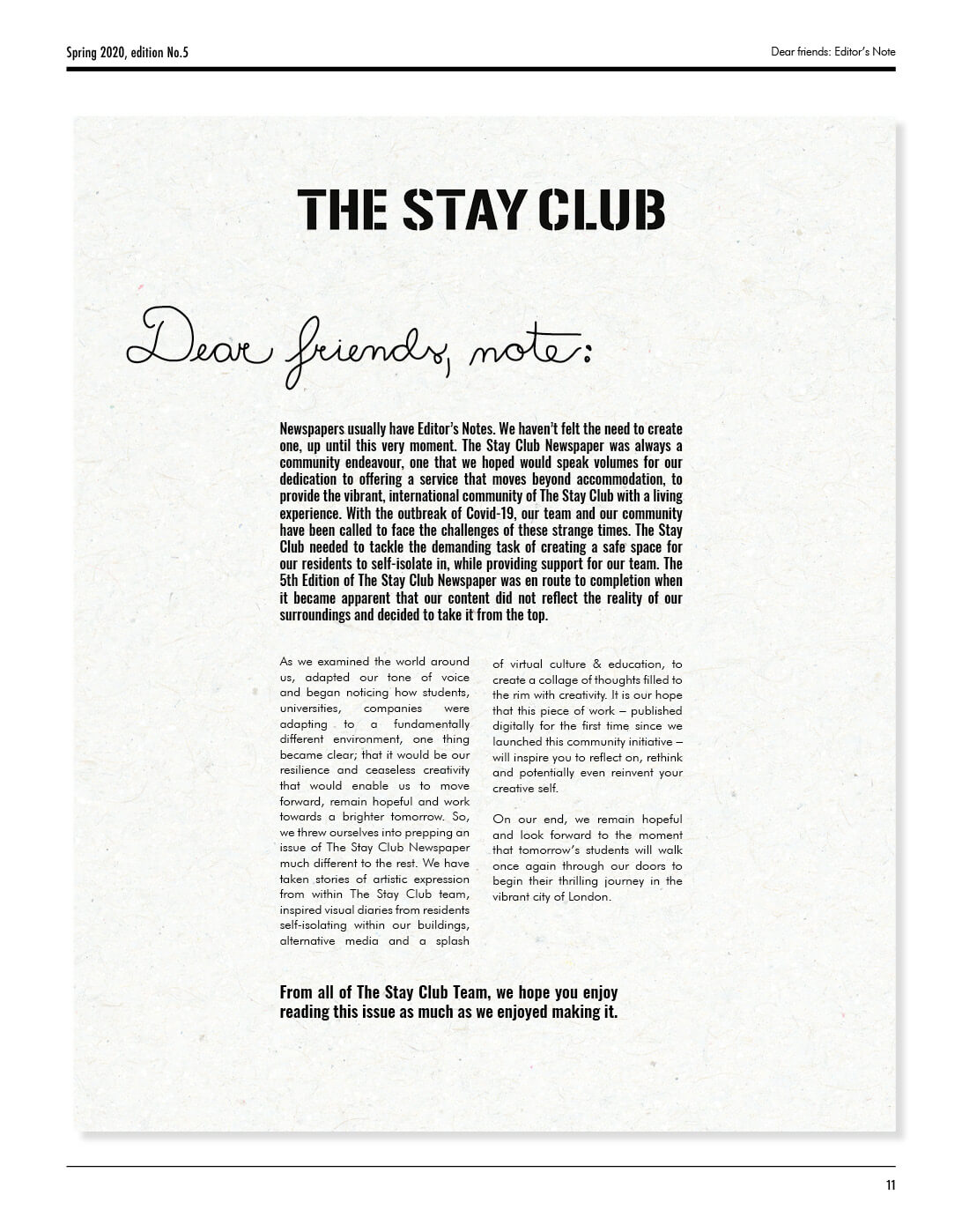 The Stay Club Newspaper Fifth Edition - Page 11