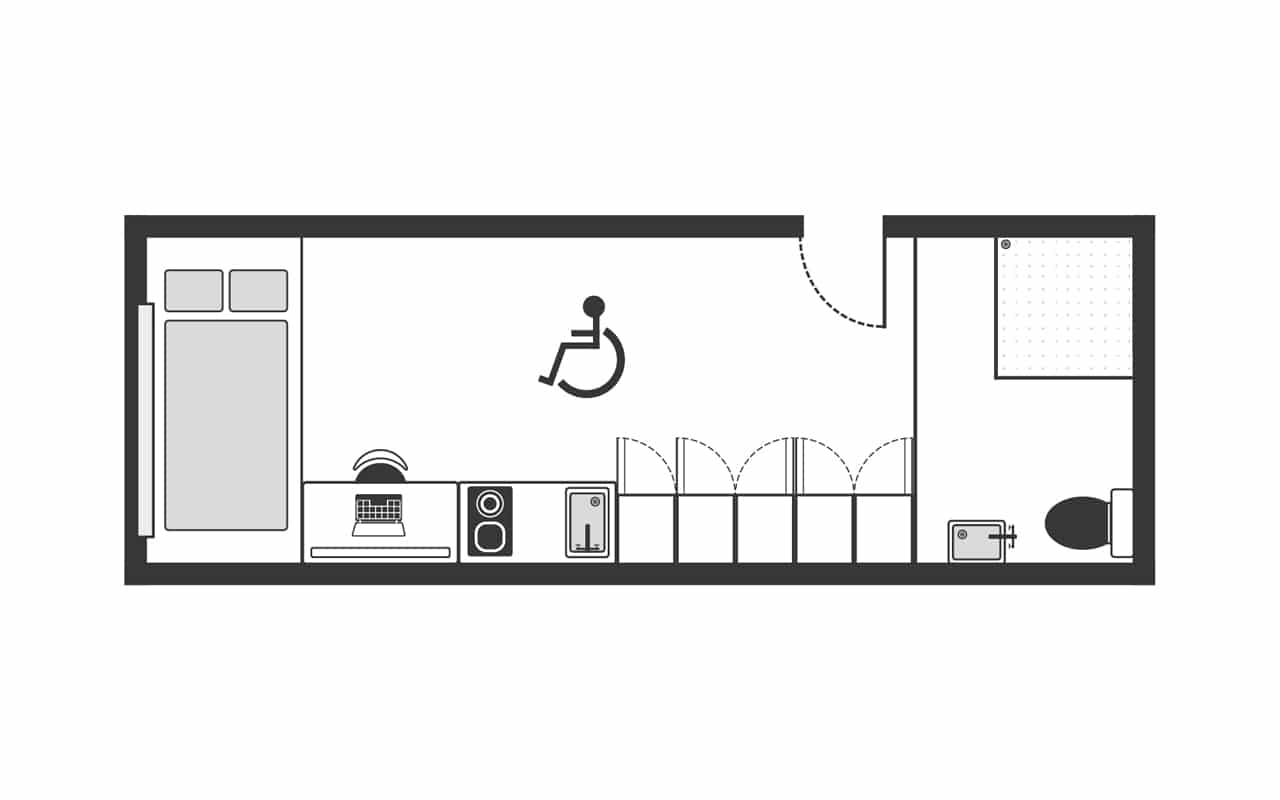 Colindale Club Accessible Studio Floor Plan - The Stay Club Colindale - Student Accommodation London
