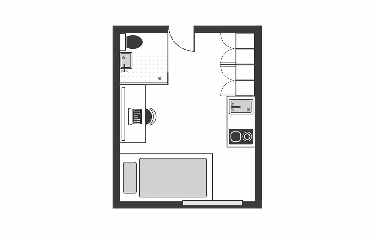 The Stay Club Camden - Single Studio Floor Plan